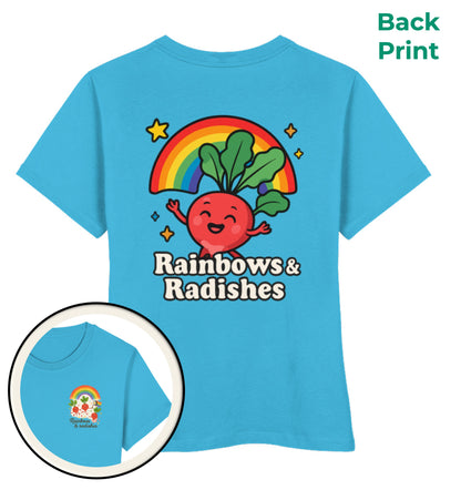 Aqua Blue Short-Fit T-Shirt – Rainbows & Radishes - Vegayn