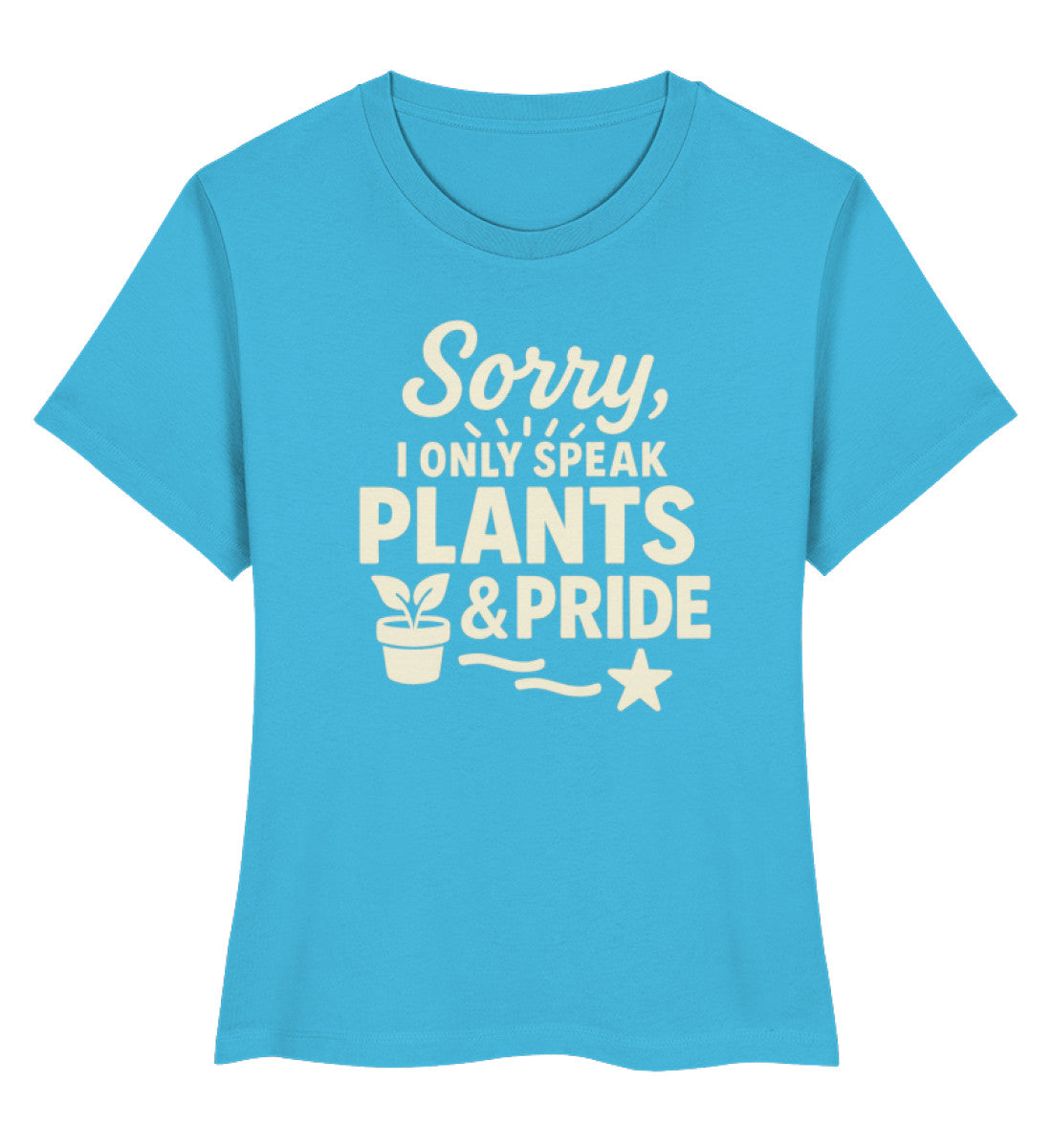 Aqua Blue Short-Fit T-Shirt – Sorry, I only speak Plants & Pride - Vegayn