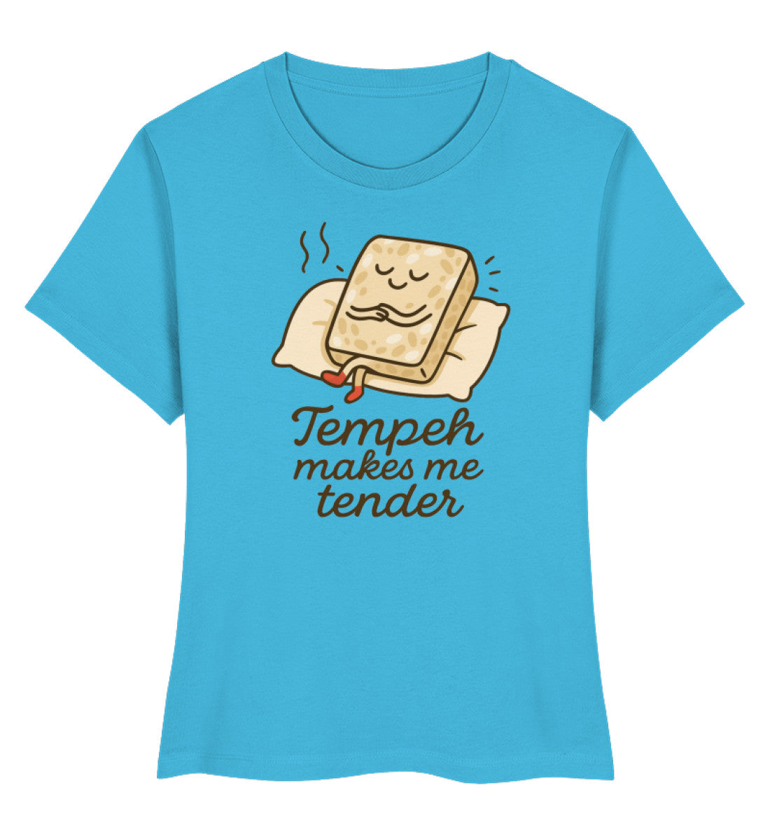 Aqua Blue Short-Fit T-Shirt – Tempeh makes me tender - Vegayn