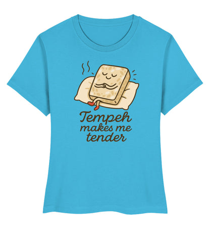 Aqua Blue Short-Fit T-Shirt – Tempeh makes me tender - Vegayn