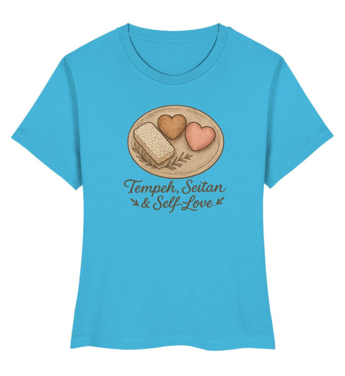 Aqua Blue Short-Fit T-Shirt – Tempeh, seitan & self-love - Vegayn