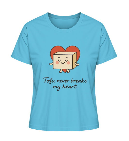 Aqua Blue Short-Fit T-Shirt – Tofu never breaks my heart - Vegayn