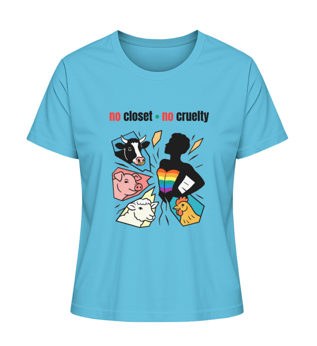 Aqua Blue Short-Fit T-Shirt – no closet • no cruelty - Vegayn