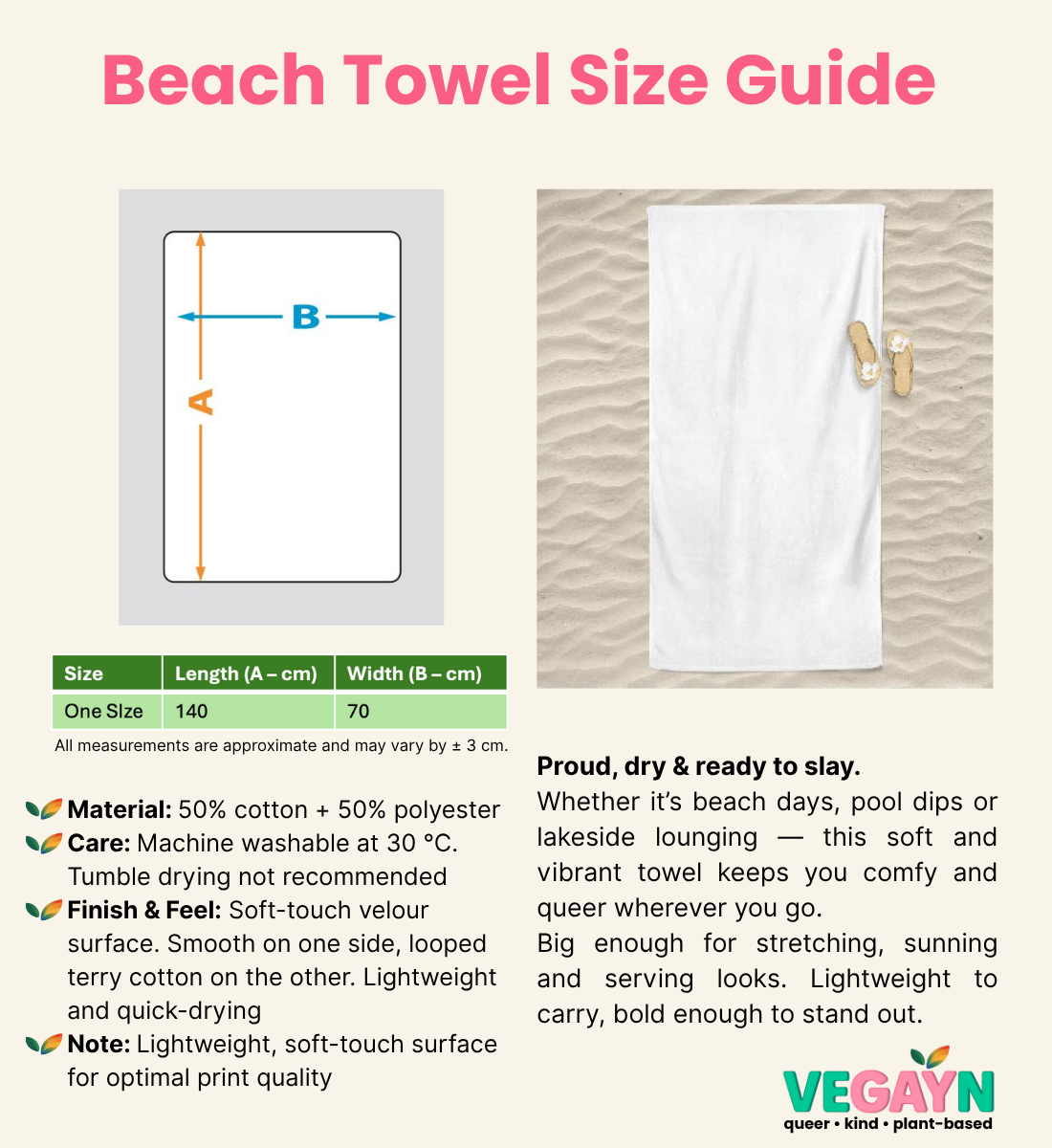 Beach Towel Size Guide - Vegayn