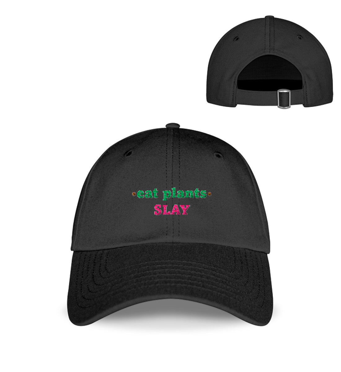 Black Cap Embroidery – Eat plants. Slay - Vegayn
