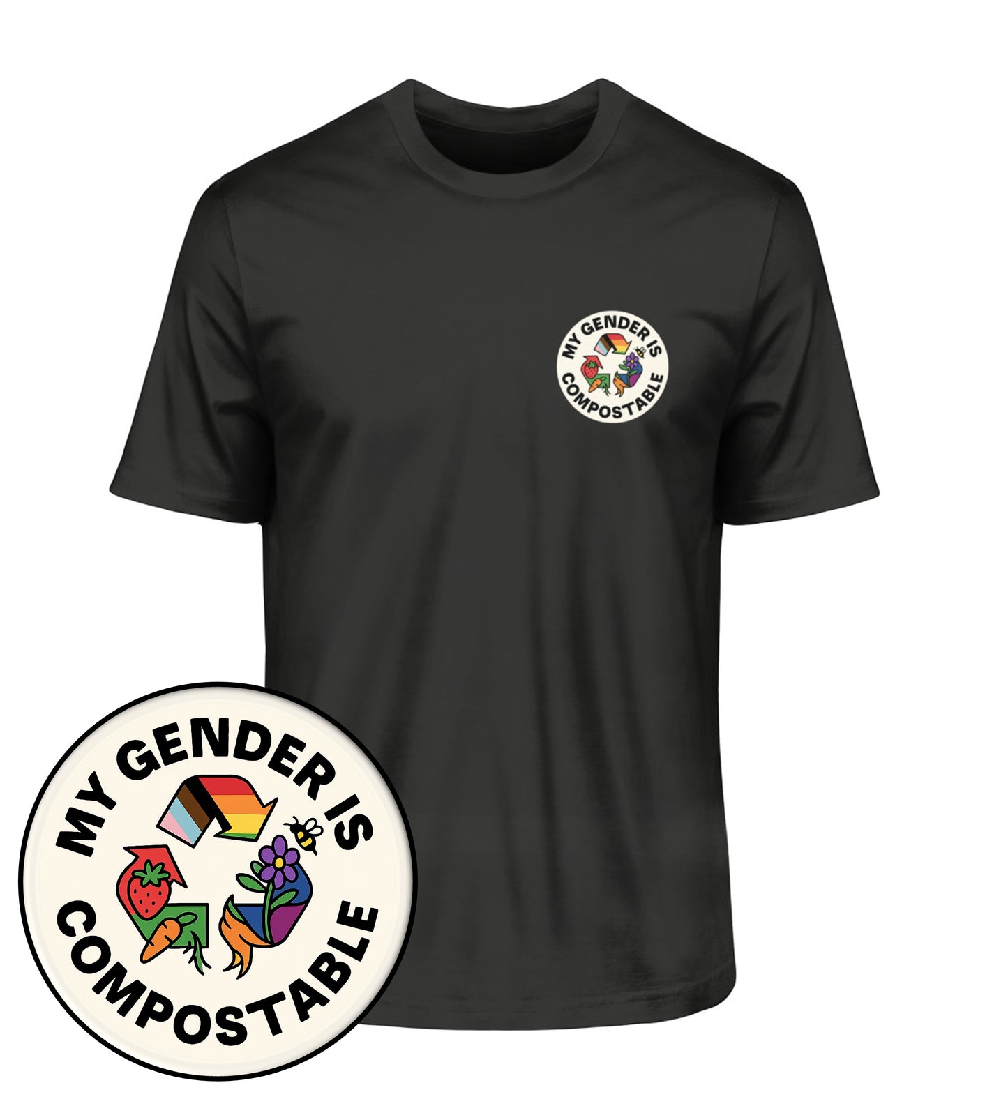 Black Classic T-Shirt – My gender is compostable - Vegayn