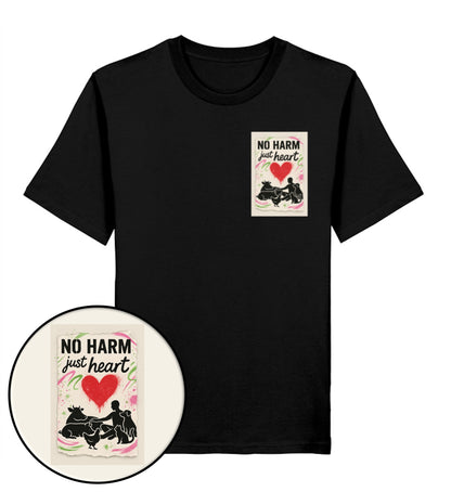 Black Classic T-Shirt – No harm, just heart - Vegayn