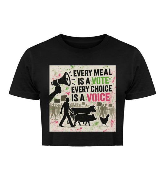 Black Cropped T-Shirt – Every meal is a vote. Every choice is a voice. - Vegayn