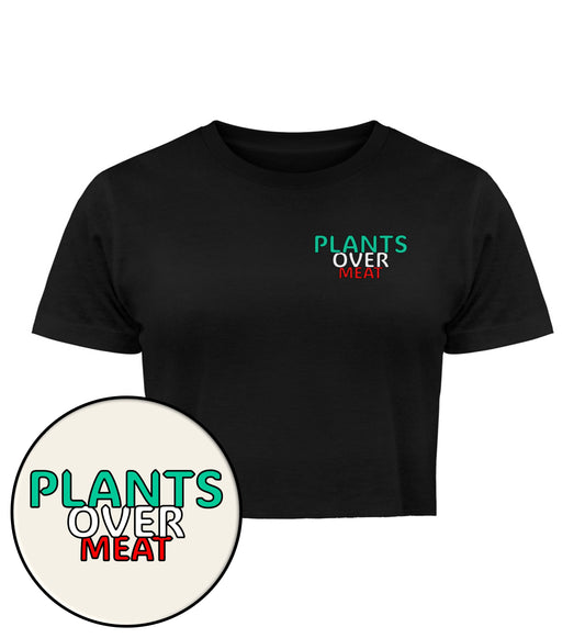 Black Cropped T-Shirt – Plants over meat - Vegayn