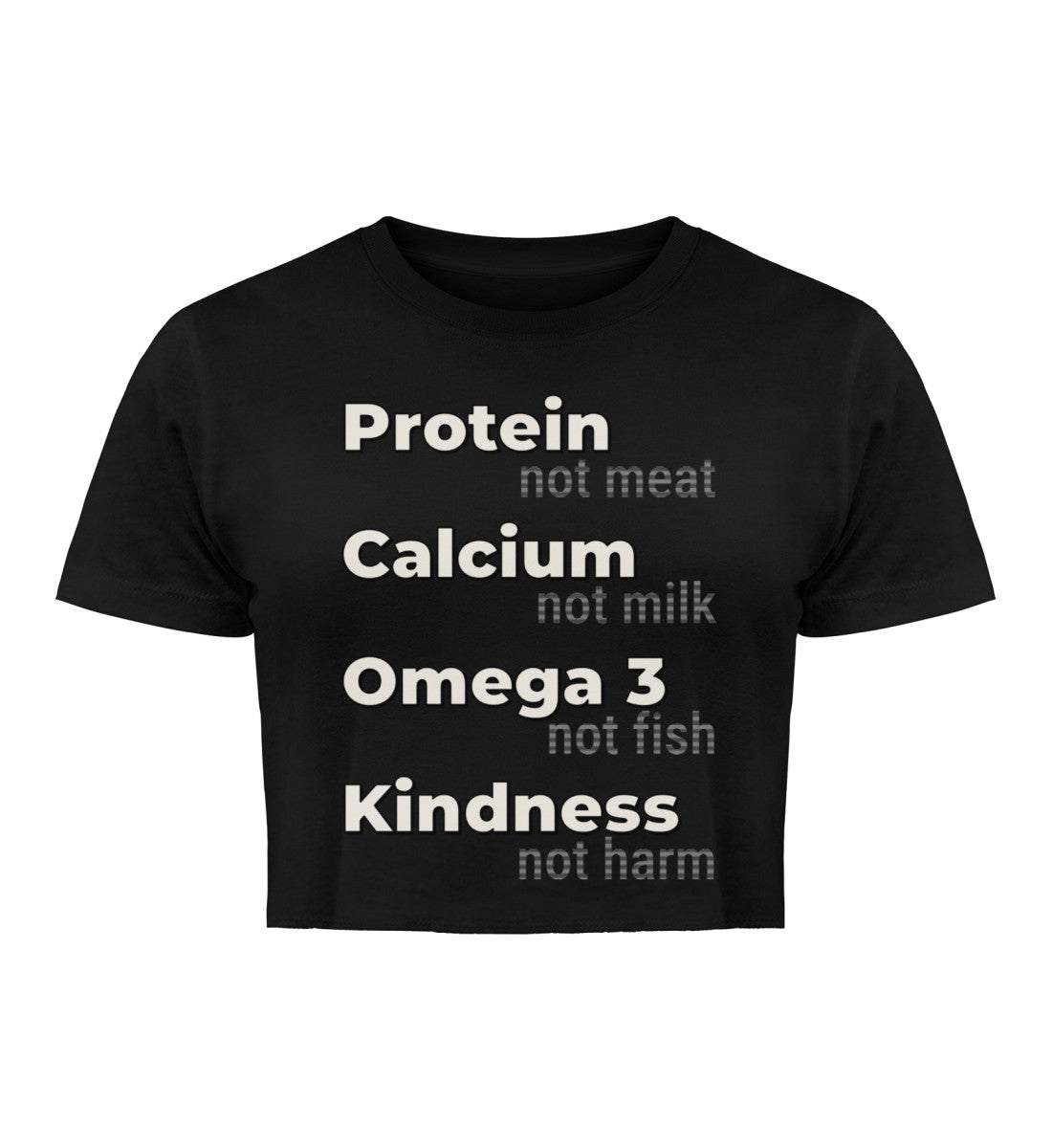 Black Cropped T-Shirt – Protein, not meat... - Vegayn