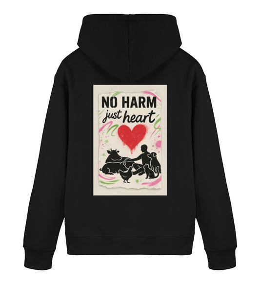 Black Hoodie – No harm, just heart - Vegayn