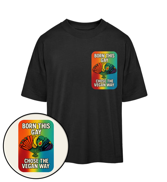 Black Oversized T-Shirt – Born this gay. Chose the vegan way. - Vegayn