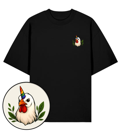 Black Oversized T-Shirt – Chicken Queercorn - Vegayn