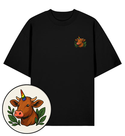 Black Oversized T-Shirt – Cow Queercorn - Vegayn