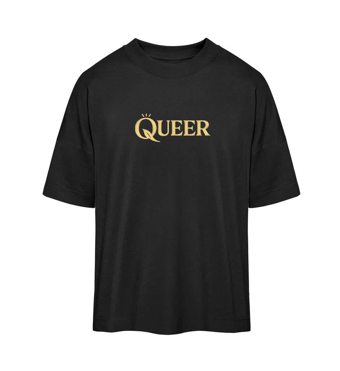 Black Oversized T-Shirt Embroidery – Queer - Vegayn