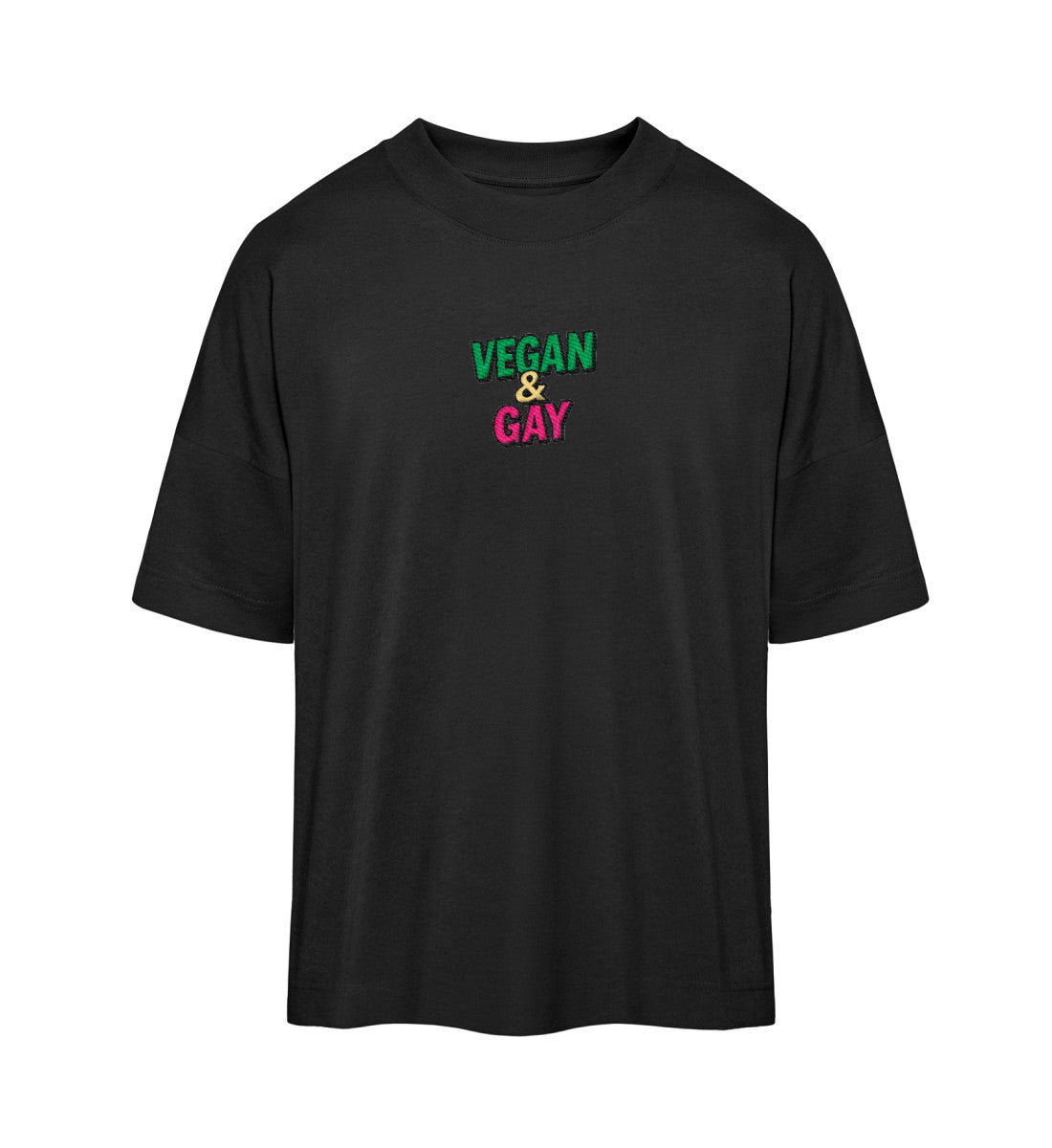 Black Oversized T-Shirt Embroidery – Vegan & Gay - Vegayn