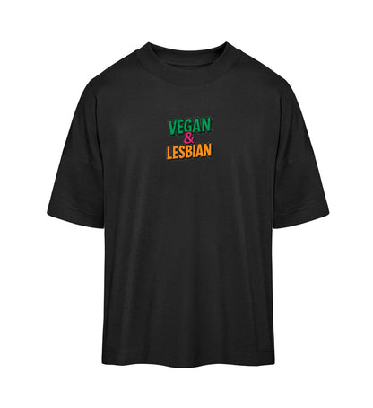 Black Oversized T-Shirt Embroidery – Vegan & Lesbian - Vegayn