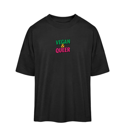 Black Oversized T-Shirt Embroidery – Vegan & Queer - Vegayn