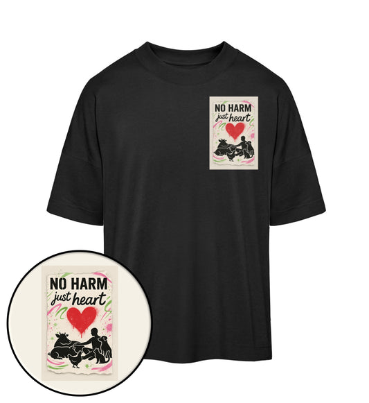 Black Oversized T-Shirt – No harm, just heart - Vegayn