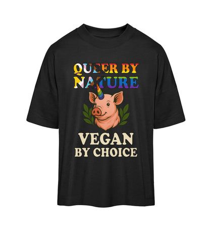 Black Oversized T-Shirt Pig Unicorn – Queer by nature, Vegan by choice - Vegayn