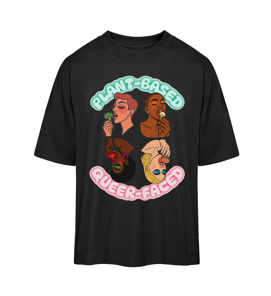 Black Oversized T-Shirt – Plant-based, Queer-faced - Vegayn