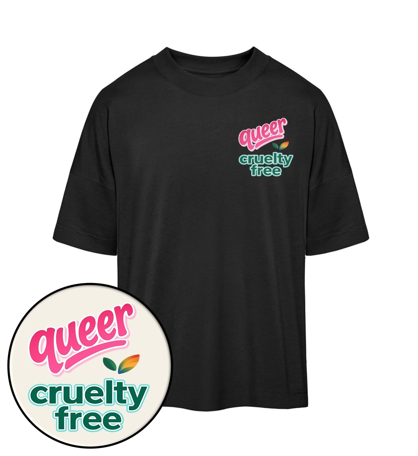 Black Oversized T-Shirt – Queer & cruelty-free - Vegayn