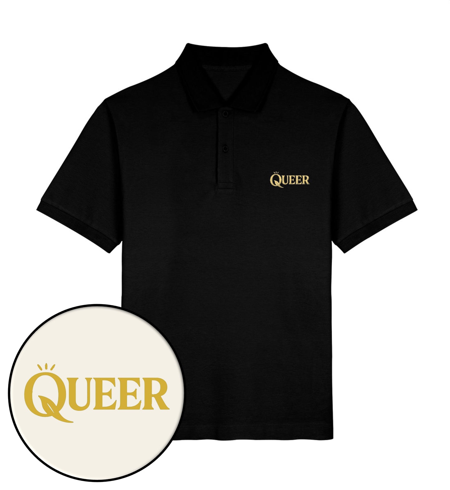 Black Polo Shirt Embroidery – Queer - Vegayn