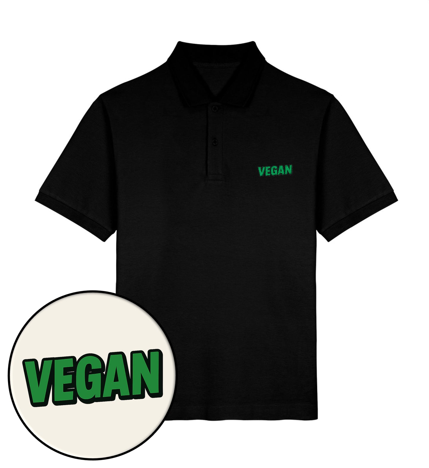 Black Polo Shirt Embroidery – Vegan - Vegayn