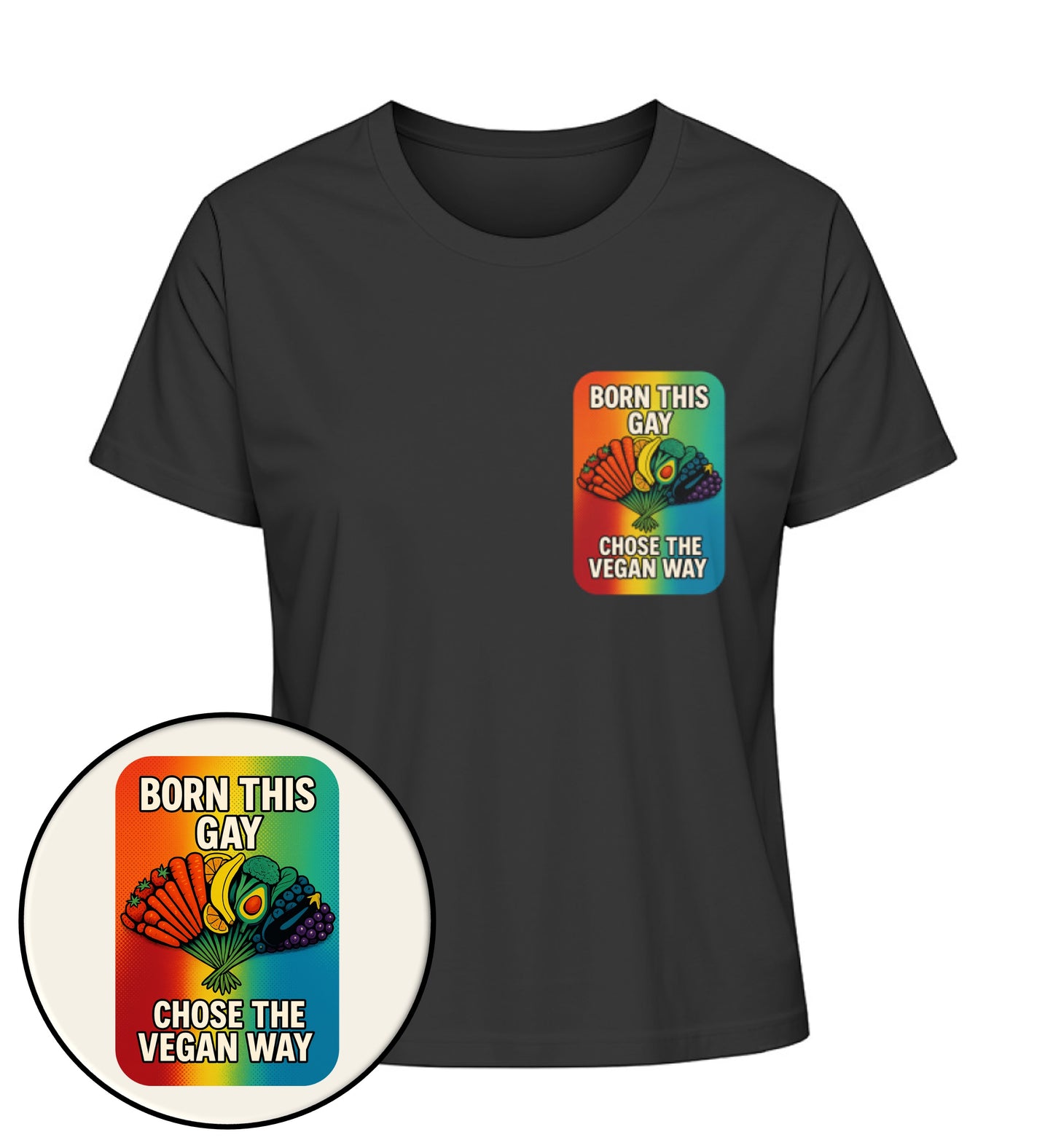 Black Short-Fit T-Shirt – Born this gay. Chose the vegan way. - Vegayn