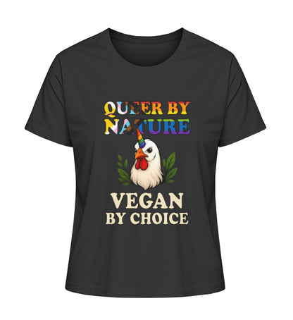 Black Short-Fit T-Shirt Chicken Unicorn – Queer by nature, Vegan by choice - Vegayn