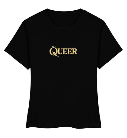Black Short-Fit T-Shirt Embroidery – Queer - Vegayn