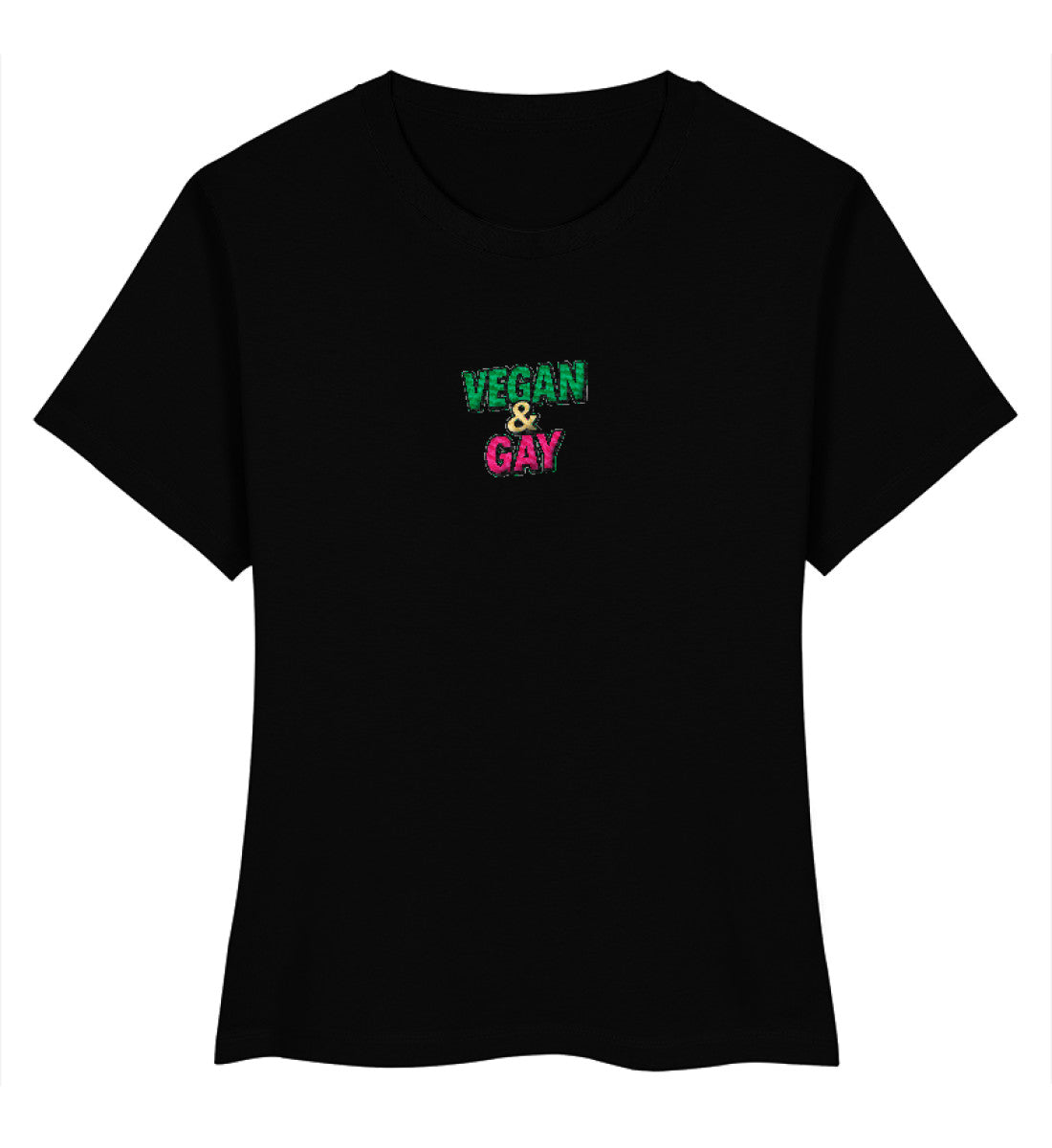 Black Short-Fit T-Shirt Embroidery – Vegan & Gay - Vegayn