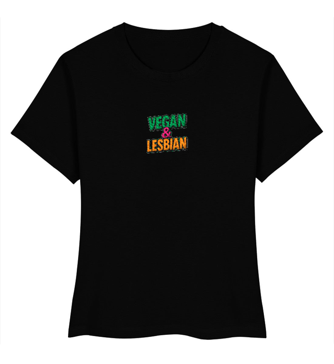 Black Short-Fit T-Shirt Embroidery – Vegan & Lesbian - Vegayn
