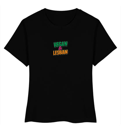 Black Short-Fit T-Shirt Embroidery – Vegan & Lesbian - Vegayn