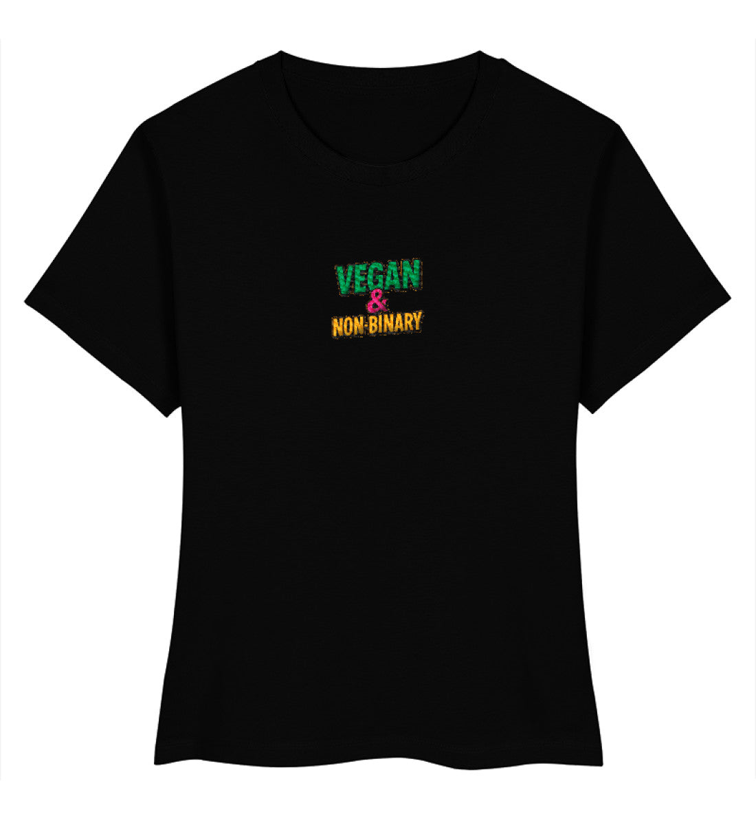 Black Short-Fit T-Shirt Embroidery – Vegan & Non-Binary - Vegayn|