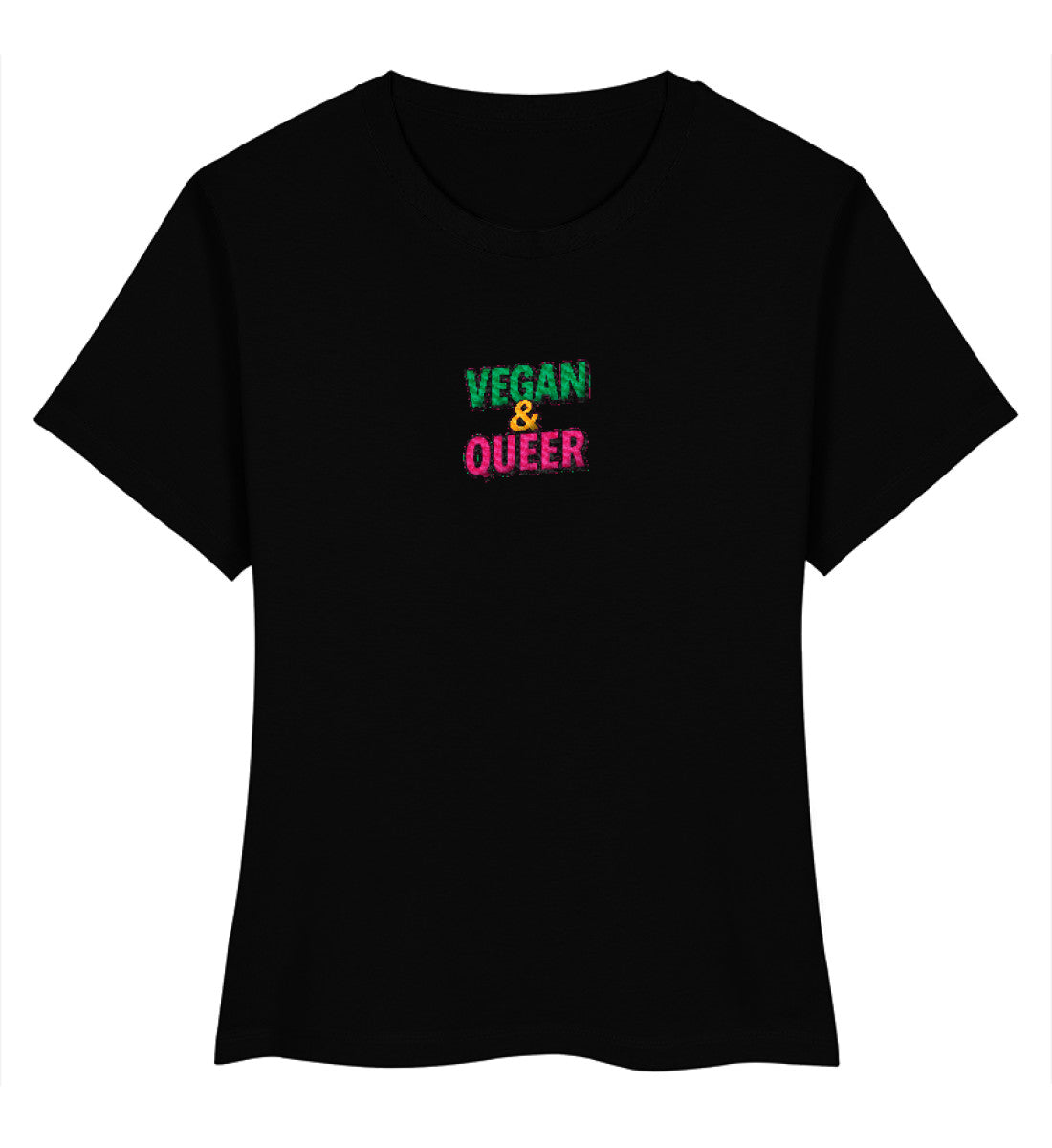 Black Short-Fit T-Shirt Embroidery – Vegan & Queer - Vegayn