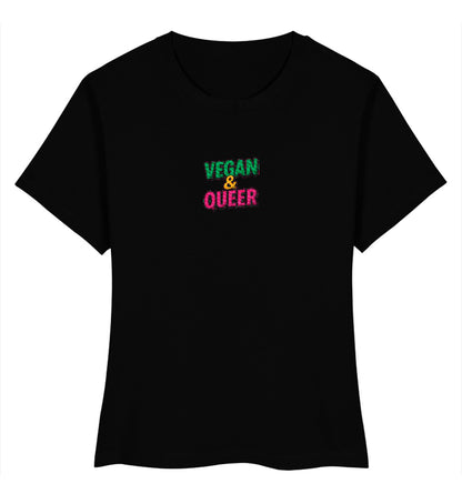 Black Short-Fit T-Shirt Embroidery – Vegan & Queer - Vegayn