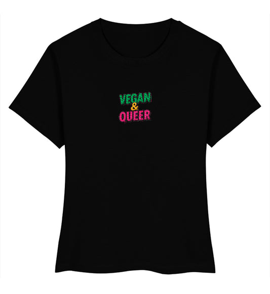 Black Short-Fit T-Shirt Embroidery – Vegan & Queer - Vegayn