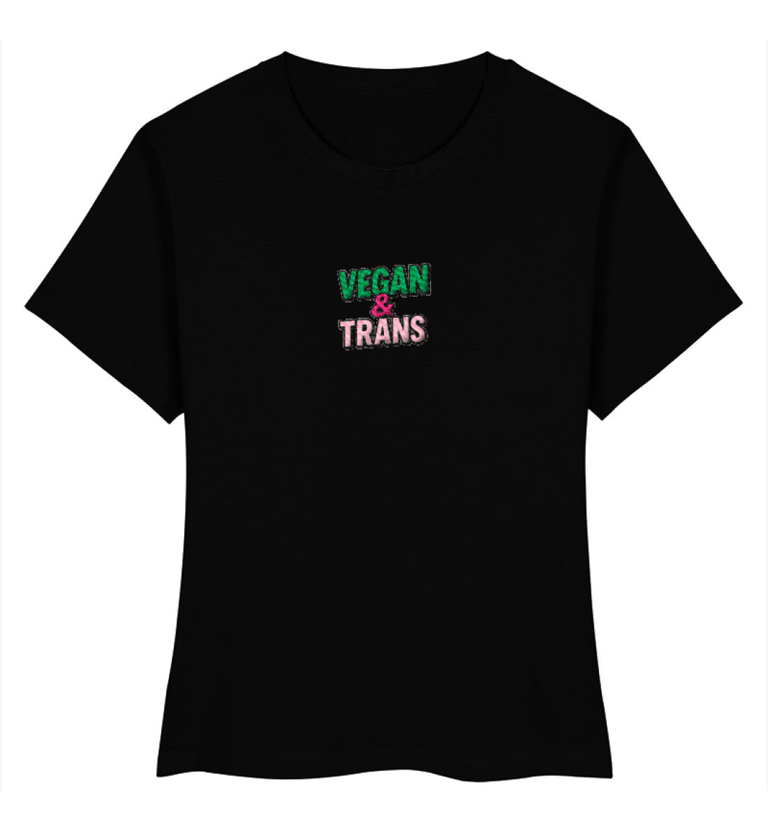 Black Short-Fit T-Shirt Embroidery – Vegan & Trans - Vegayn