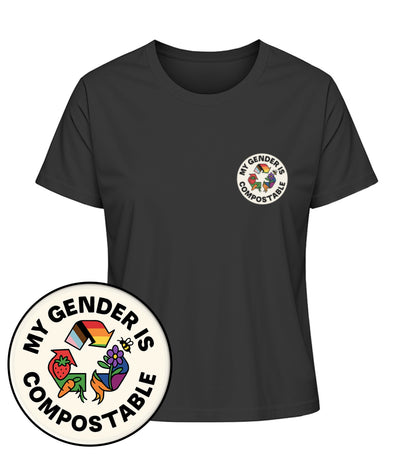 Black Short-Fit T-Shirt – My gender is compostable - Vegayn