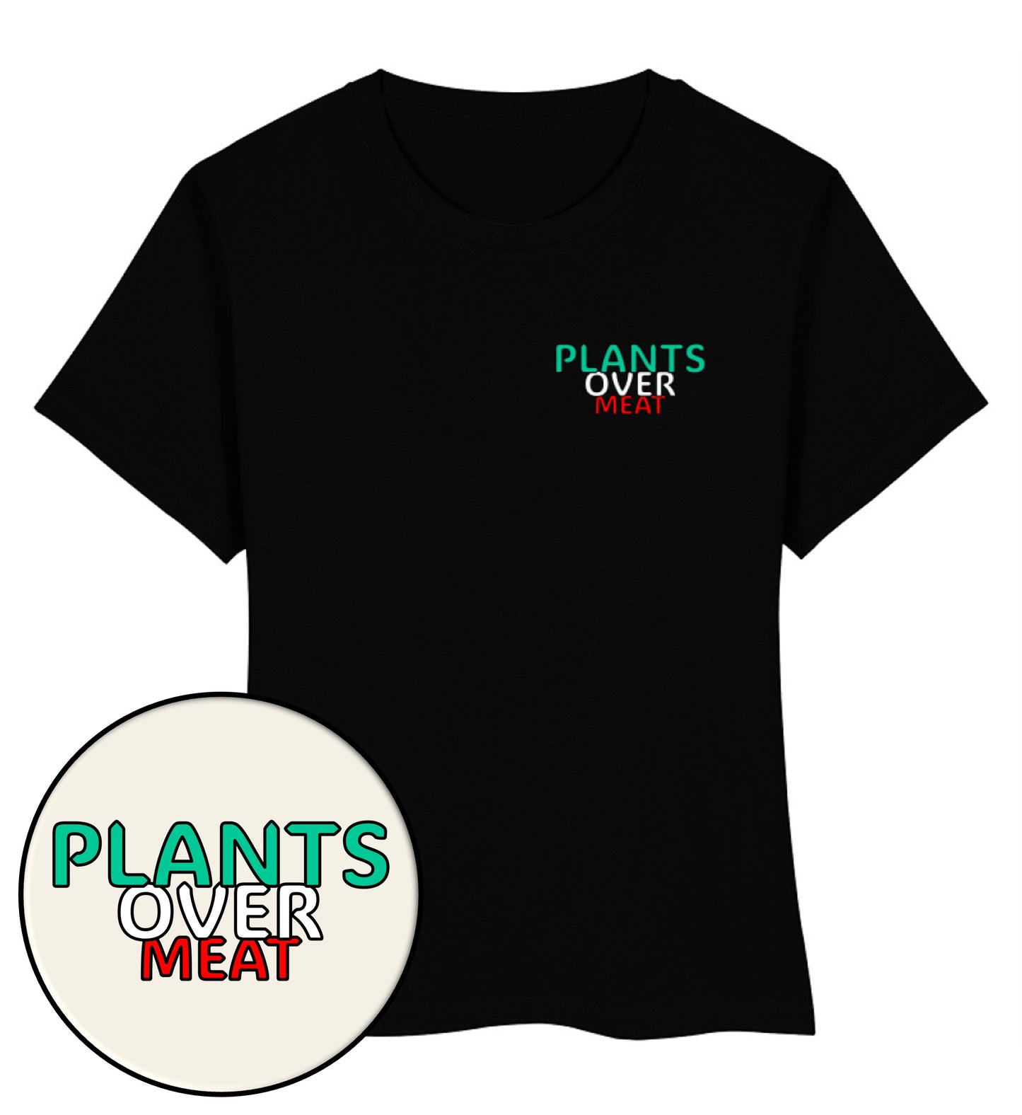 Black Short-Fit T-Shirt – Plants over meat - Vegayn