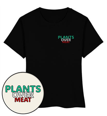 Black Short-Fit T-Shirt – Plants over meat - Vegayn
