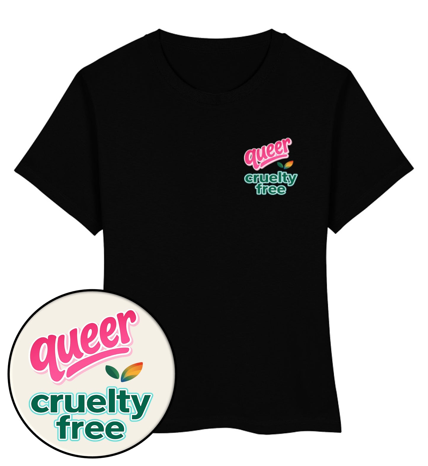 Black Short-Fit T-Shirt – Queer & cruelty-free - Vegayn