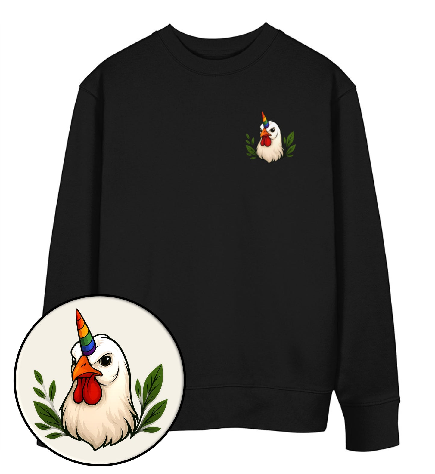 Black Sweatshirt – Chicken Queercorn - Vegayn