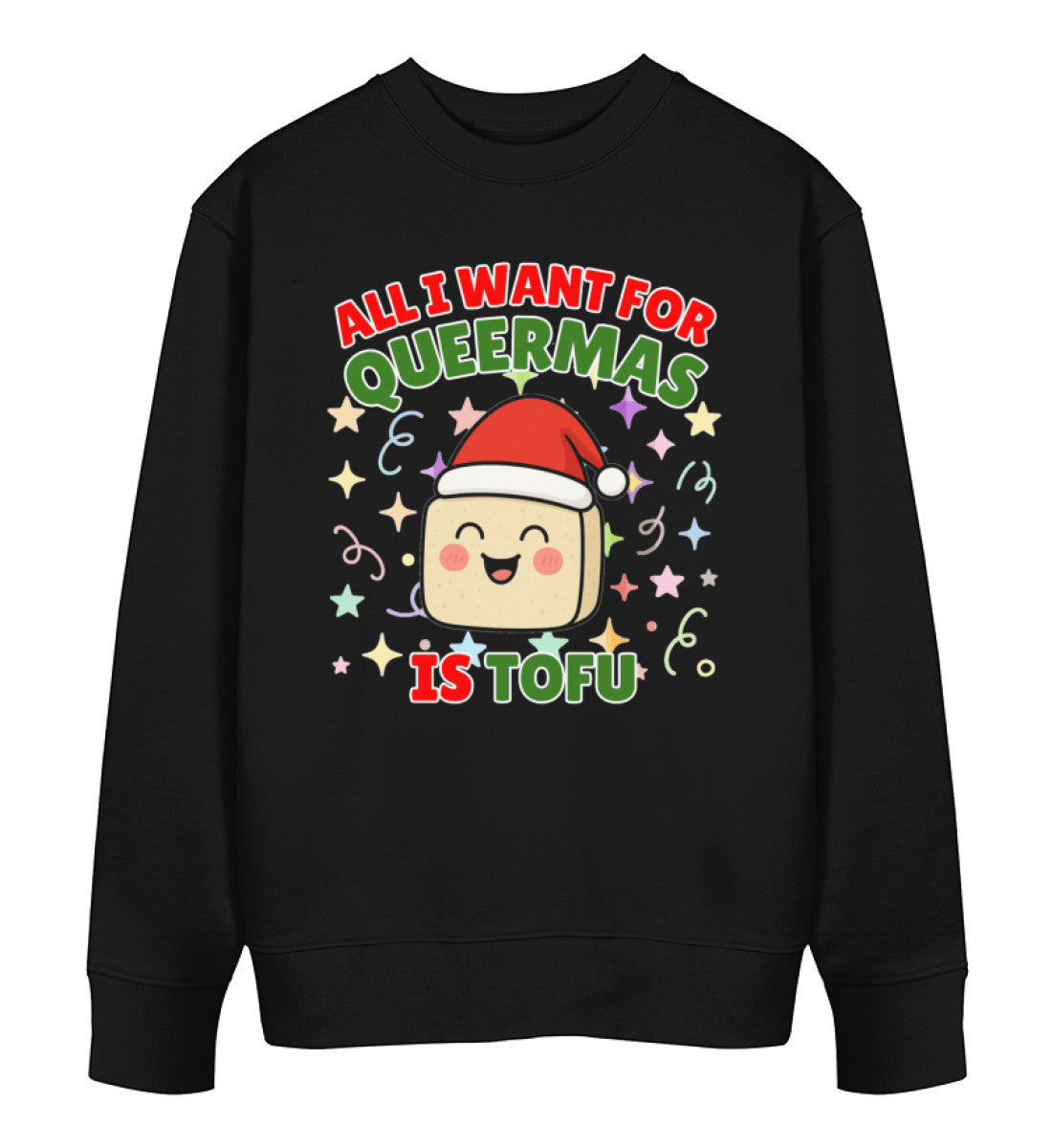 Black Sweatshirt Christmas – All I want for Queermas is tofu - Vegayn