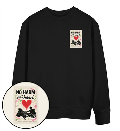 Black Sweatshirt – No harm, just heart - Vegayn