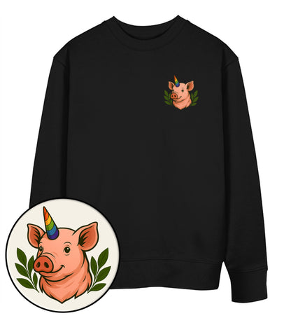 Black Sweatshirt – Pig Queercorn - Vegayn