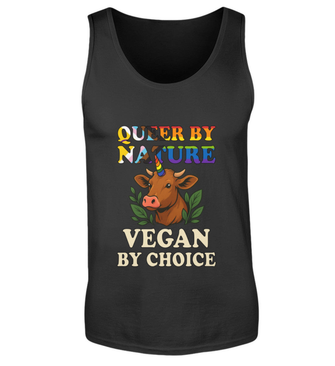 Black Tank Top Cow Unicorn – Queer by nature, Vegan by choice - Vegayn