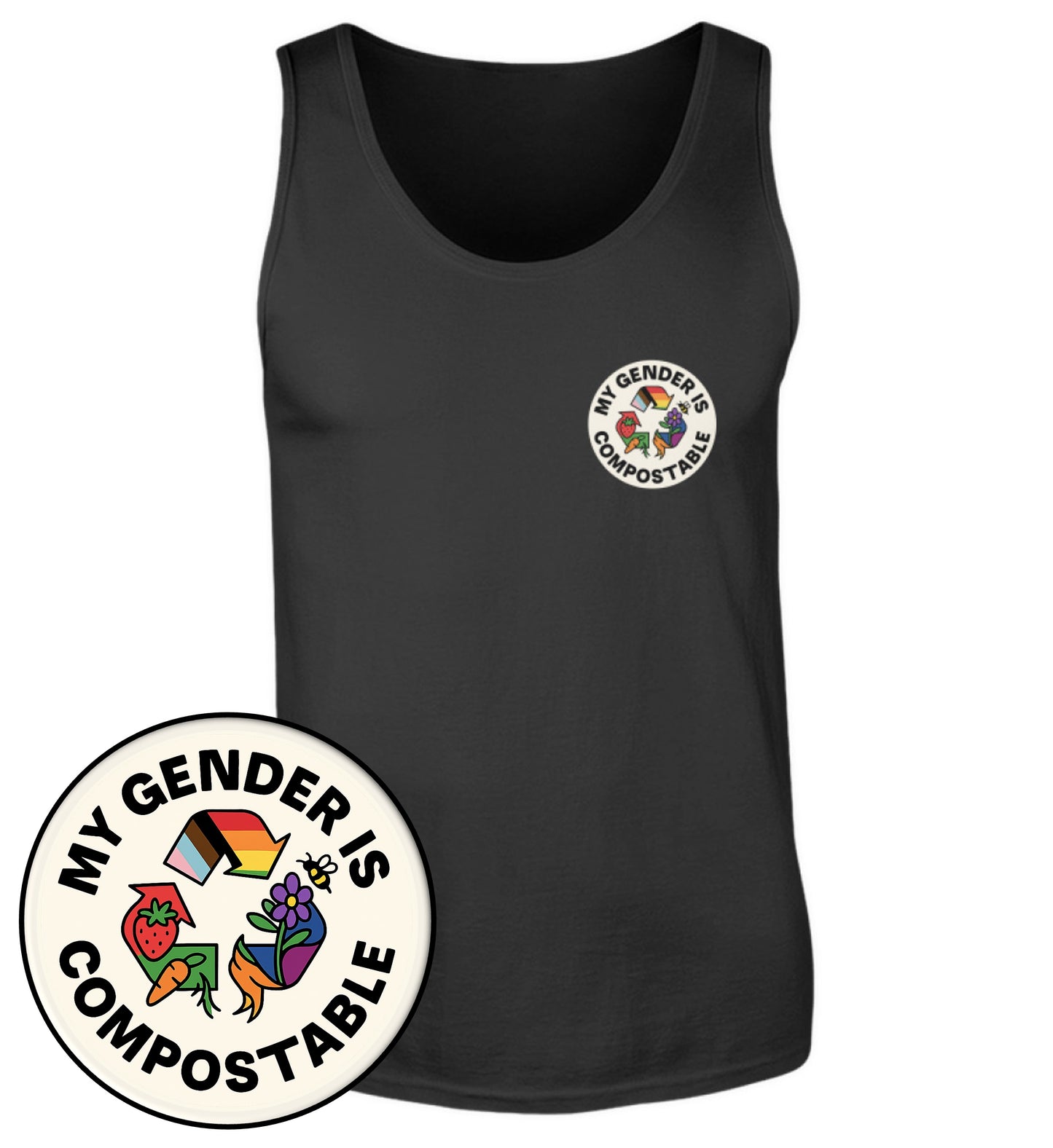 Black Tank Top – My gender is compostable - Vegayn