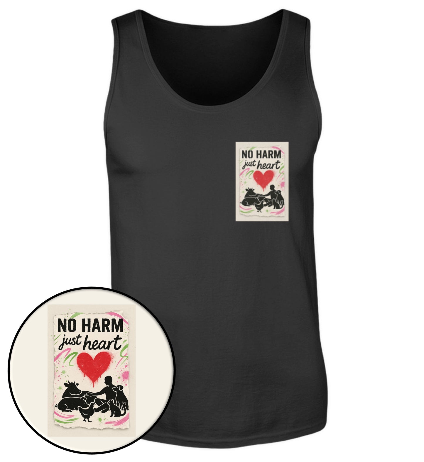Black Tank Top – No harm, just heart - Vegayn